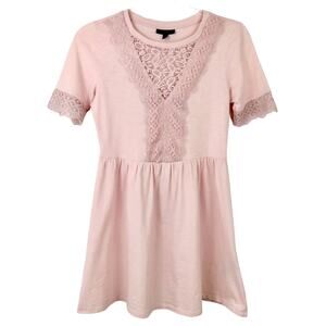 Topshop Blush Lace Panel Mini Dress Casual Size 2 Small
